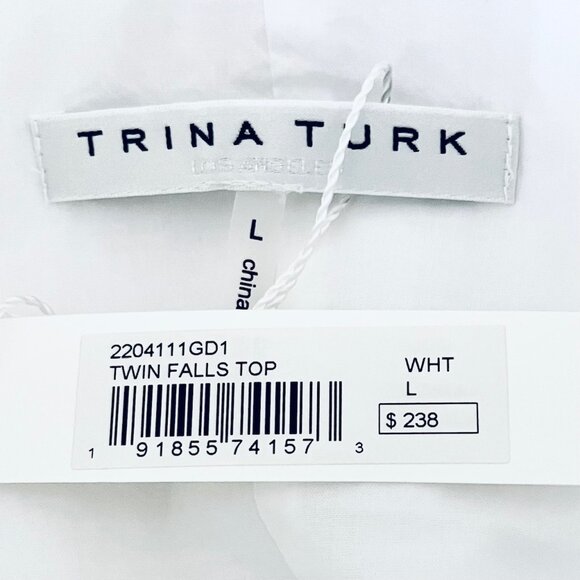 Trina Turk Twin Falls Sleeveless Ruffled Top in White (L) New with Tag - Picture 11 of 11